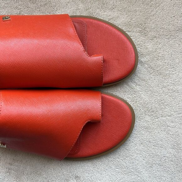 DKNY Daz Red Orange Leather Slide Sandals Women 9 M Toe Loop Casual Resort - Picture 9 of 16